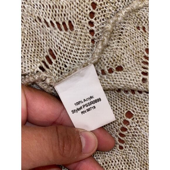 Notations Petite Womens Open Front Beige Knit Cardigan Sweater PM Made In USA - Picture 6 of 10